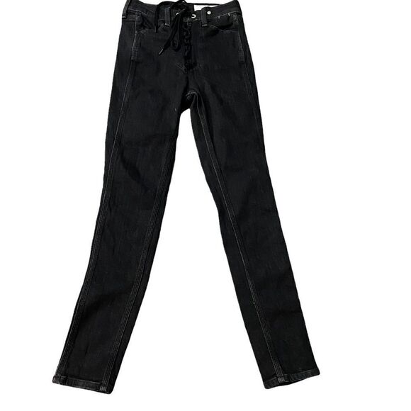 𝅺rag Bone Sz 24 Black Ariel Lace Up High Rise Jeans - Picture 2 of 7